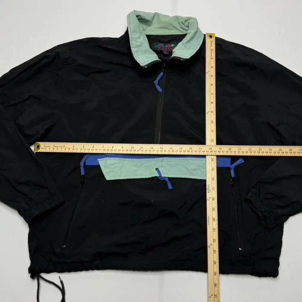 Vintage Aspen Colorblock Windbreaker Jacket Black/Teal/Blue L